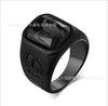 Retro Bohemian Red Crystal Inlaid Ring Men's Ring Black Metal Crystal Ring Accessories Party Jewelry