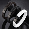 Retro Button Braided Classic 3 Color Genuine Leather Bracelet for Men Women Accessories Jewelry Couple Bangles Gift