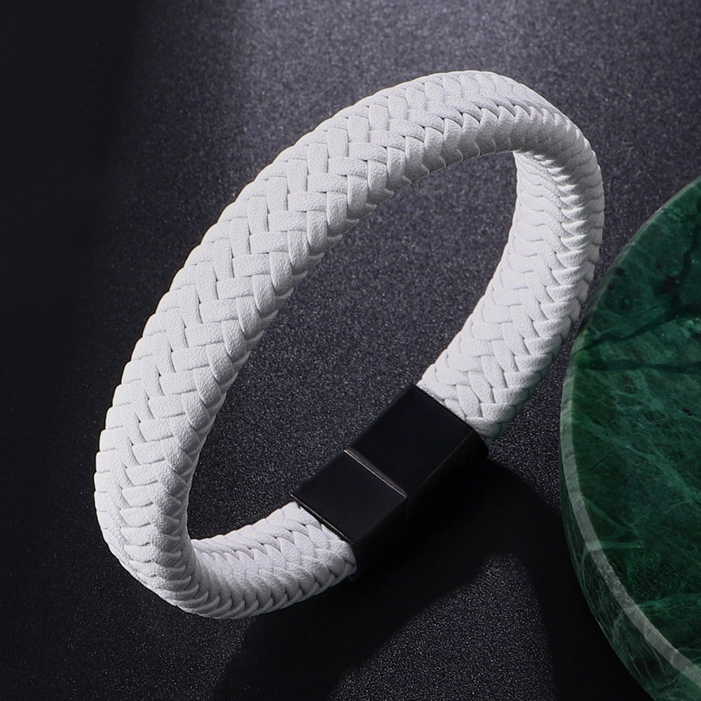 Retro Button Braided Classic 3 Color Genuine Leather Bracelet for Men Women Accessories Jewelry Couple Bangles Gift
