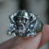 Retro Double Axe Warrior Pattern Ring Men's Ring Metal Black Ring Viking Jewelry Accessories Party Gift