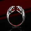 Retro Double-Headed Cobra Shape Ring Men's Ring Bohemian Red Crystal Inlaid Ring Accessories Party Jewelry Size 7~13