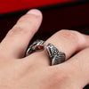 Retro Double-Headed Cobra Shape Ring Men's Ring Bohemian Red Crystal Inlaid Ring Accessories Party Jewelry Size 7~13