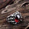 Retro Dragon Claw Black Red Birthstone Inlaid Ring Men's Ring Metal Animal Ring Accessories Party Jewelry Size 8-11