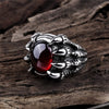 Retro Dragon Claw Black Red Birthstone Inlaid Ring Men's Ring Metal Animal Ring Accessories Party Jewelry Size 8-11