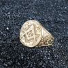 Retro Letter AG Freemason Pattern Ring Men's Ring Metal Golden Freemason Ring Accessories Party Jewelry Size 7-12