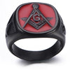 Retro Letters AG Masonic Pattern Ring Men's Ring Black Red Metal Masonic Ring Accessories Party Jewelry