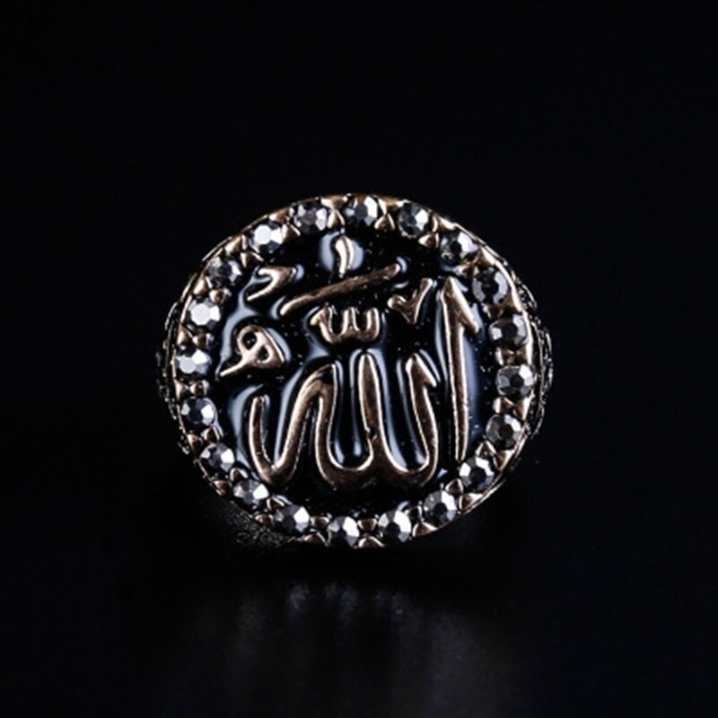 Retro Muslim Arabic Rune Pattern Ring Men's Ring Vintage Metal Plated-silver Ring Accessories Party Jewelry