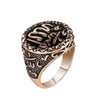 Retro Muslim Arabic Rune Pattern Ring Men's Ring Vintage Metal Plated-silver Ring Accessories Party Jewelry