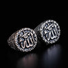 Retro Muslim Arabic Rune Pattern Ring Men's Ring Vintage Metal Plated-silver Ring Accessories Party Jewelry