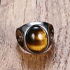 Retro Oval Cat's Eye Stone Inlaid Ring Men's Ring Bohemian Crystal Inlaid Yin and Yang Figure Ring Accessories Party Jewelry