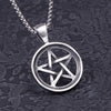 Retro Round Five-Pointed Star Pendant Necklace Men's Necklace Vintage Metal Sliding Round Pendant Accessory Party Jewelry