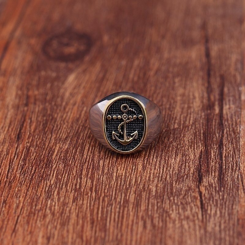 Retro Viking Anchor Pattern Ring Men's Ring Vintage Metal Ring Accessories Party Jewelry