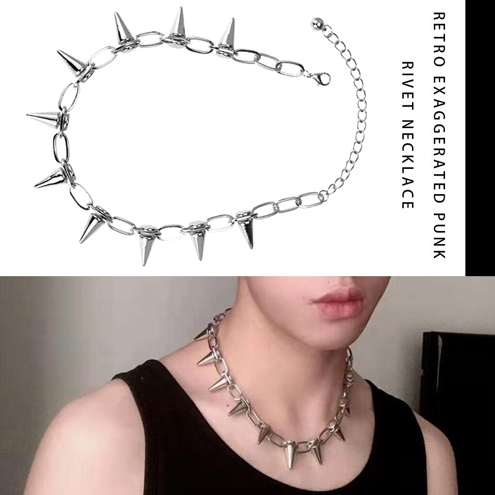 Rivets Chokers Punk Goth Handmade Choker Necklace Spike Rivet Necklace Rock Gothic Chokers