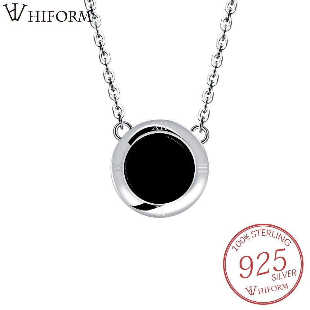 New Romantic Roman Cock Pendants Necklaces 925 Sterling Silver Black Natural Stone Round Pendant For Women Jewelry gift