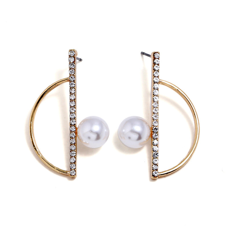 New Rose Gold Color Black simulation pearl horn earrings Pendientes punk double sided gothic earrings for women Brincos 2020 ZA