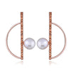 New Rose Gold Color Black simulation pearl horn earrings Pendientes punk double sided gothic earrings for women Brincos 2020 ZA