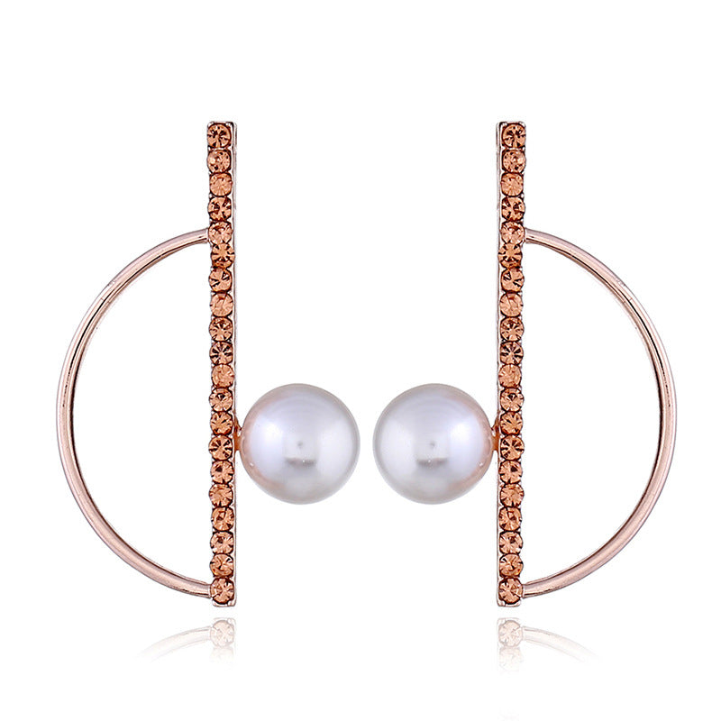 New Rose Gold Color Black simulation pearl horn earrings Pendientes punk double sided gothic earrings for women Brincos 2020 ZA