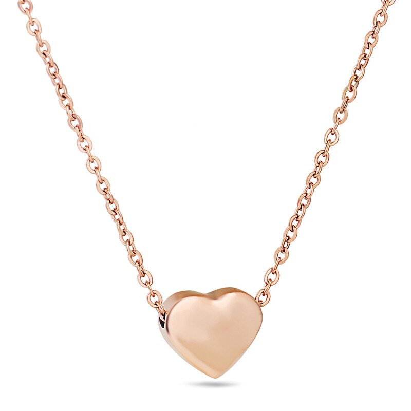 Rose Gold Heart Choker Necklace Women Jewelry Stainless Steel Necklaces Female Chain Pendant Necklaces Femme Choker Necklace