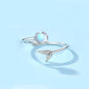 Round Bohemian Crystal Zircon Inlaid Mermaid Tail Women's Ring Opening Adjustable Ring Accessories Party Jewelry Famale Gift