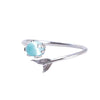 Round Bohemian Crystal Zircon Inlaid Mermaid Tail Women's Ring Opening Adjustable Ring Accessories Party Jewelry Famale Gift