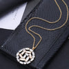 Round Geometric Pendant Necklace For Woman Gold Color Squre Zircon Trendy Long Necklaces Jewelry Women Accessories