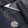 Round Geometric Pendant Necklace For Woman Gold Color Squre Zircon Trendy Long Necklaces Jewelry Women Accessories