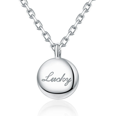 New Round LUCKY Necklace 925 Sterling Silver Pendant Necklaces For Women Girls Fine Jewelry Fashion Gifts For Friends Lovers
