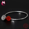 New S925 Sterling Silver Bracelet For Women Natural Stone Agate Bracelets & Bangles Handmade Jade Lotus Amber Fine Jewelry YB39