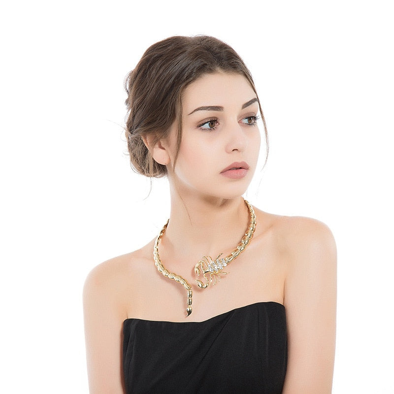 Scorpion Open Necklace Unique Gothic Animal Women's Statement Party Accessories Hip Hop Popular Chain Korean Jewelry