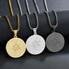 Seven Angels Religious Rune Pattern Pendant Necklace Men's Women's Necklace Metal Sliding Round Necklace Accessories