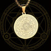 Seven Angels Religious Rune Pattern Pendant Necklace Men's Women's Necklace Metal Sliding Round Necklace Accessories