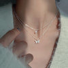 Shiny Bling Butterfly Necklace Choker Women Sweet Double Layer Clavicle Chain Necklace Temperament Jewelry Accessories