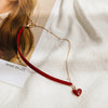 Short Small Red Heart Simple Temperament Net Red Love Necklace Pearl Chain Necklace Red Rope Necklace Women Wedding Jewelry