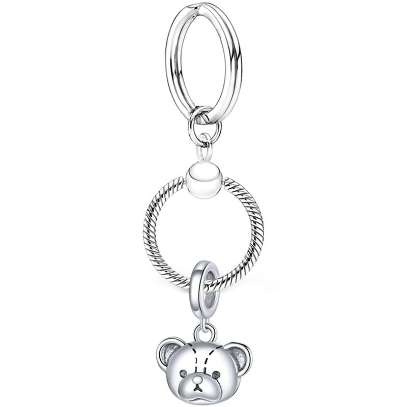 Silver Color Charm Keychain With Dog Bone Bear Pendant Car Keyrings For Women Men Bag Accessories Jewelry Gift Special Offer