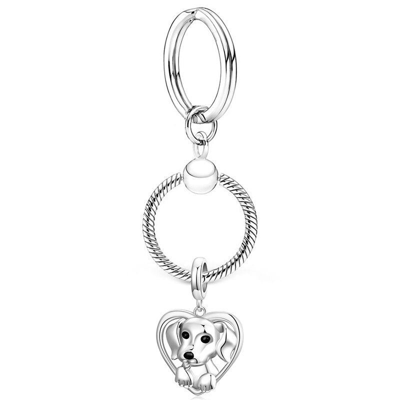 Silver Color Charm Keychain With Dog Bone Bear Pendant Car Keyrings For Women Men Bag Accessories Jewelry Gift Special Offer