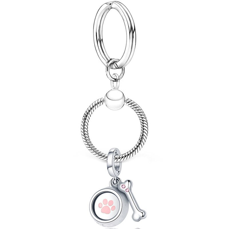 Silver Color Charm Keychain With Dog Bone Bear Pendant Car Keyrings For Women Men Bag Accessories Jewelry Gift Special Offer