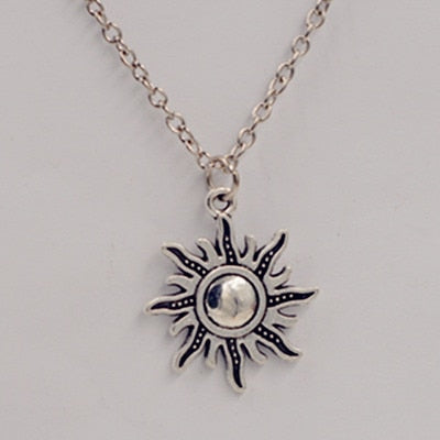 Silver Color Sun And Moon Necklaces Chain Pair Of Celestial Friends Gift For Friend Long Necklaces Pendants Men Women