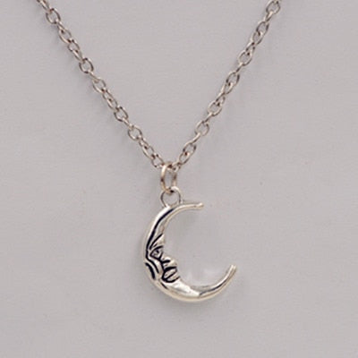 Silver Color Sun And Moon Necklaces Chain Pair Of Celestial Friends Gift For Friend Long Necklaces Pendants Men Women