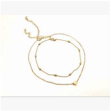 New Silver Gold Color Jewelry Love Heart Necklaces & Pendants Double Chain Choker Necklace Collar Women Statement Jewelry Bijoux