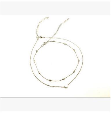 New Silver Gold Color Jewelry Love Heart Necklaces & Pendants Double Chain Choker Necklace Collar Women Statement Jewelry Bijoux