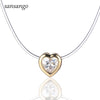 Simple Love Heart Crystal Pendant Transparent Fishing Line Necklace Short Clavicle Necklace For Woman Girl Jewelry