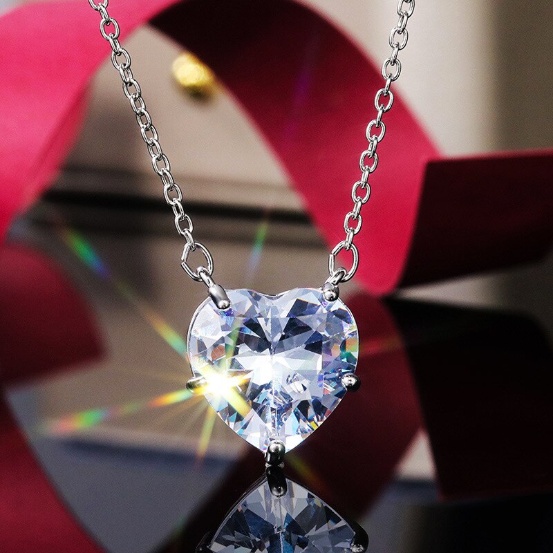 Simple Love Necklace Single Zircon Jewelry Ladies Exquisite Clavicle Chain for Women Wedding Engagement Jewelry Gifts