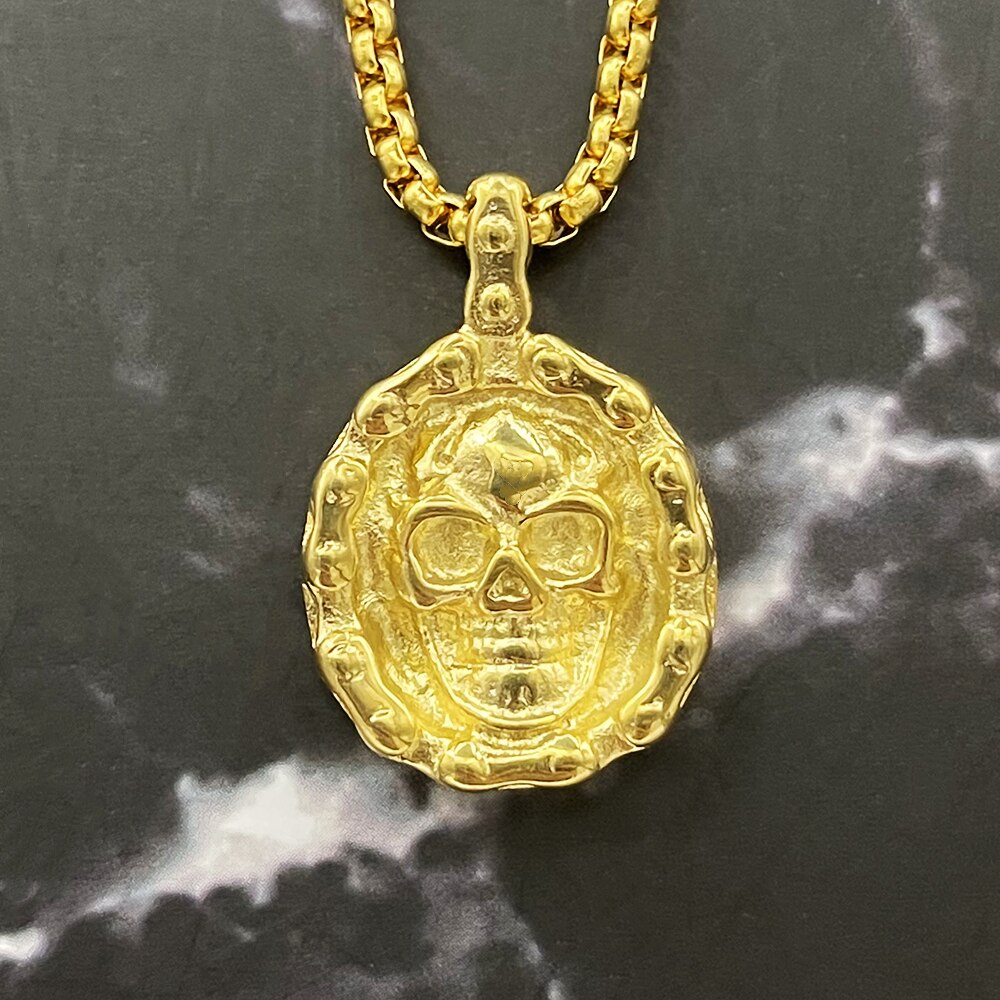 Skeleton Pendant Retro Skull Necklace Trendy Vintage Gothic Jewelry Choker Pendants bronze Necklaces for Gift