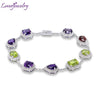 New Solid 14kt White Gold Natural Purple Amethyst Peridot Garnet Bracelet for Women Christmas Gemstone Luxury Jewelry NA0014A
