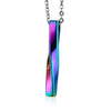 Square Twisted Rainbow Bar Neck Pendants Necklace for Women Men Stainless Steel Casual Sporty Male Neutral Jewelry