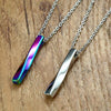 Square Twisted Rainbow Bar Neck Pendants Necklace for Women Men Stainless Steel Casual Sporty Male Neutral Jewelry