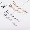 Stainless Steel Stars Hoop Earrings Silver Color Long Tassel Dangle Clip On Earring For Friends Jewelry Pendientes