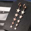 Stainless Steel Stars Hoop Earrings Silver Color Long Tassel Dangle Clip On Earring For Friends Jewelry Pendientes