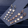 Stainless Steel Stars Hoop Earrings Silver Color Long Tassel Dangle Clip On Earring For Friends Jewelry Pendientes
