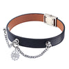 Steel Snowflake Pendant Tassel Chain Button Buckle Sexy Punk Leather necklace collar Choker Necklace 36CM